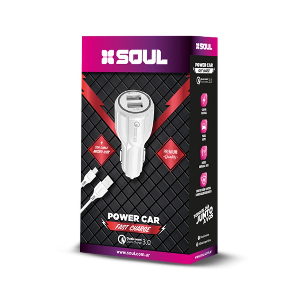 Cargador Para Auto Soul Con Cable Micro