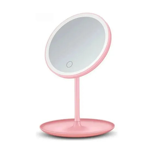 [JF17] Espejo Led Circular Con La Base Rosa